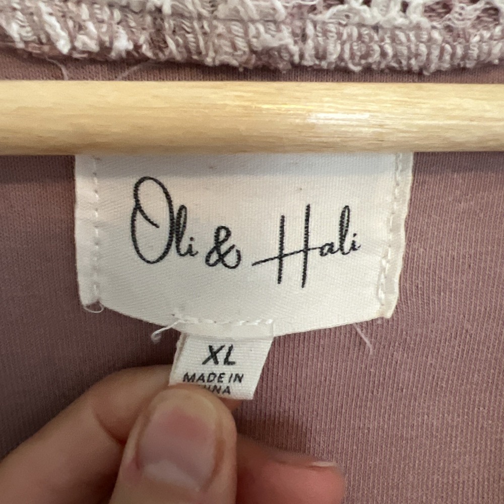 Oli & Hali XL Sweatshirt Patchwork Floral Button Up Pink - Picture 2 of 6